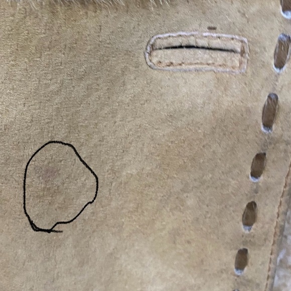 Vintage Genuine Suede Faux Sherpa Jacket MEDIUM Tan Boho - Picture 12 of 15